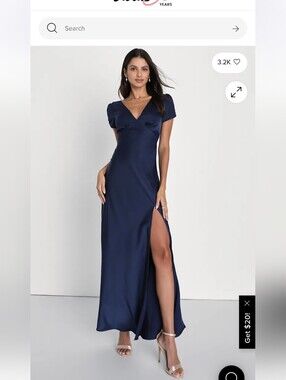 Lulu's Navy Satin Formal Dress